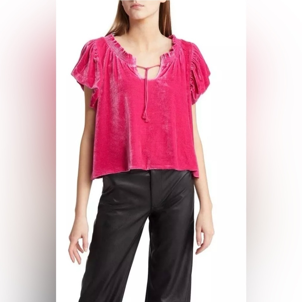Free People Terese Velour Crop Top Pink Size S/P